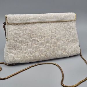 White Beaded Shell Crossbody Bag